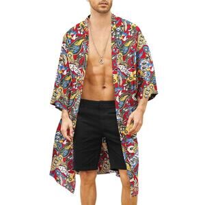 New ~ COOFANDY ~ Lightweight Open Front Long Kimono Robe Size M